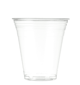 Clear disposable plastic drinking cup